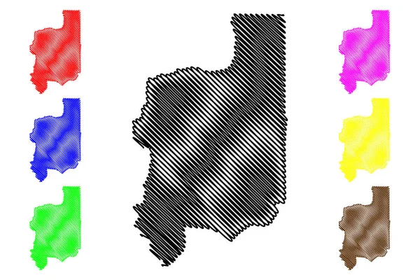 Región de Plateaux (República Togolesa, Regiones de Togo) mapa vector ilustración, boceto garabato Mapa de Plateaux — Vector de stock