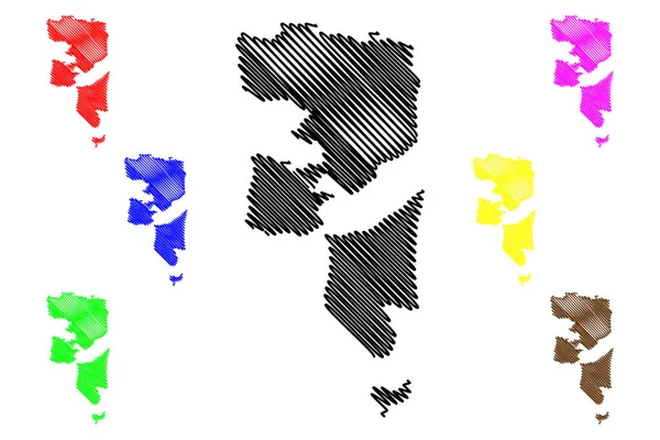 Émirat de Fujairah (Émirats arabes unis, Émirats arabes unis) illustration vectorielle de carte, croquis de gribouillis Al Fujairah ma — Image vectorielle