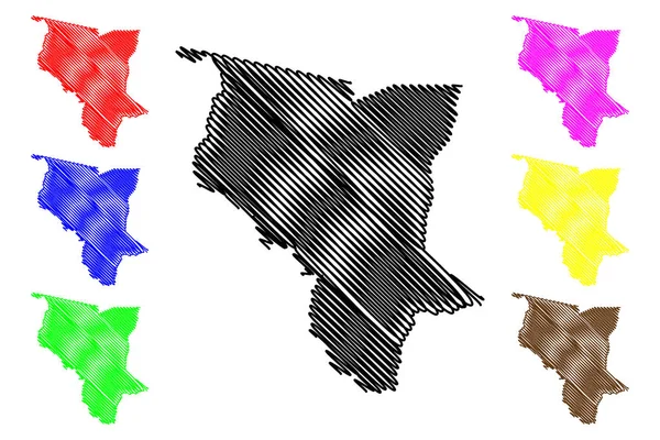 Región de Savanes (República Togolesa, Regiones de Togo) mapa vector ilustración, boceto garabato Mapa de Savanes — Vector de stock
