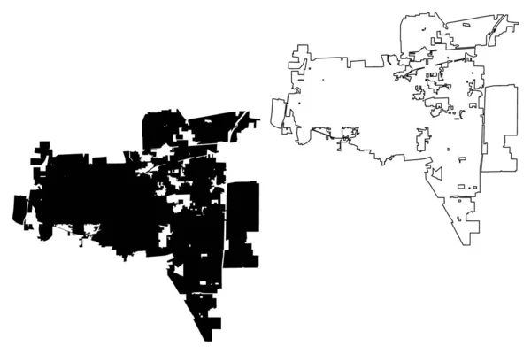 Aurora City (Stany Zjednoczone Ameryki, USA) mapa ilustracji wektorowych, szkic Bazgroły miasto Aurora Mapa — Wektor stockowy
