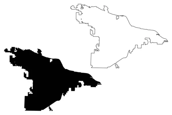 Malé skalní město (města Spojených států, Spojené státy americké, město) mapa vektorového obrázku, náčrtek mapa města s malou rockovou mapou — Stockový vektor