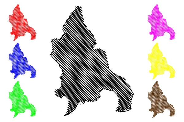 Azua Province (Dominican Republic, Hispaniola, provinces of the Dominican Republic) map vector illustration, scribble sketch Azua ma — стоковый вектор