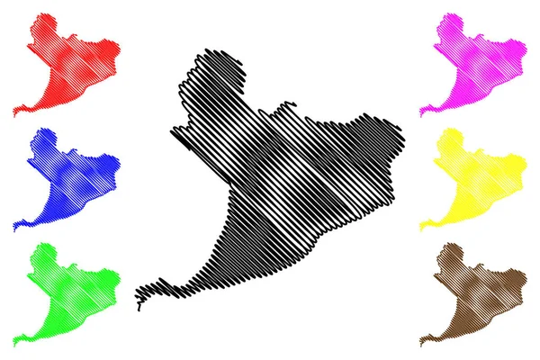 Distrito Nacional Province (Dominikana, Hispaniola, prowincje Dominikany) mapa wektor ilustracji, szkic bazgrołów Santo Domingo (D.N.) ma — Wektor stockowy