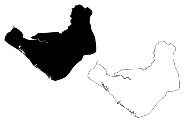 Departamento de Chinandega (República de Nicaragua, Departamentos de Nicaragua) mapa vector ilustración, boceto garabato Chinandega (NI-CI) ma — Vector de stock