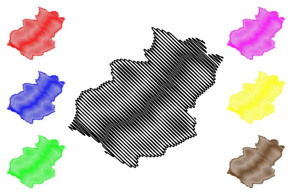 Província de Santiago (República Dominicana, Hispaniola, províncias da República Dominicana) mapa ilustração do vetor, esboço do Rabisco Santiago magalhaes — Vetor de Stock