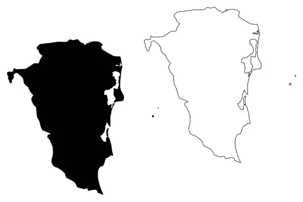 Regione Autonoma Costa dei Caraibi Meridionali (Repubblica del Nicaragua, Dipartimenti del Nicaragua) mappa vettoriale illustrazione, scarabocchio schizzo RACCS, RACS o RAAS (NI-AS) ma — Vettoriale Stock