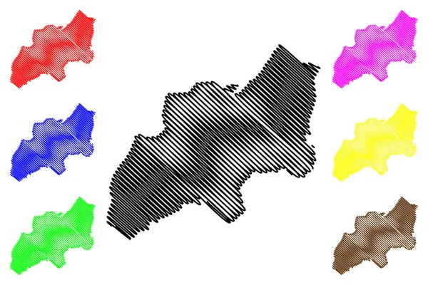 Khatlon Region (Tádzsik Köztársaság, Tádzsikisztán régiói) Térkép vektor illusztráció, irkál vázlat khatlon ma — Stock Vector