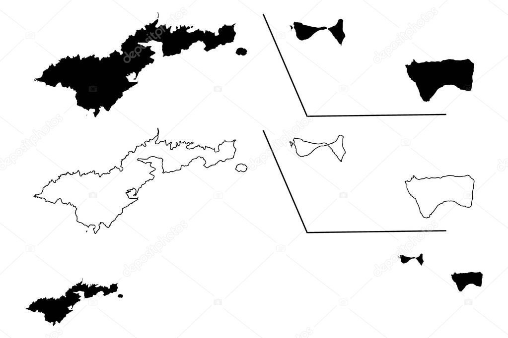 American Samoa (Unincorporated and unorganized U.S. territory, United States of America) map vector illustration,