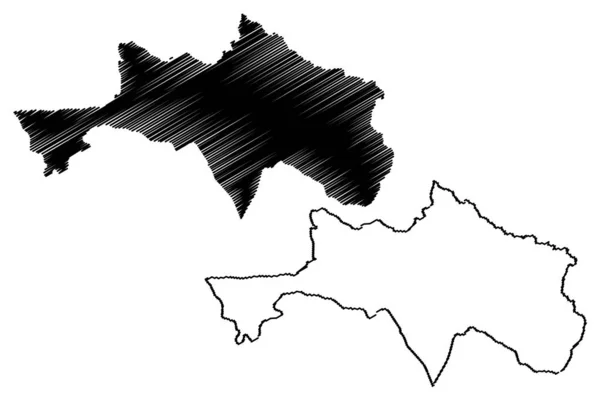 Bolikhamsai provinz (lao volksdemokratische republik, muang lao, provinzen von laos) kartenvektorillustration, kritzelskizze borikhamxay karte — Stockvektor