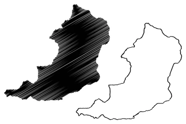 Prowincja oudomxay (Laotańska Republika Ludowo-Demokratyczna, Muang Lao, prowincje Laosu) mapa wektorowa mapy, szkic Bazgroły Oudomxai lub Moung XA map — Wektor stockowy