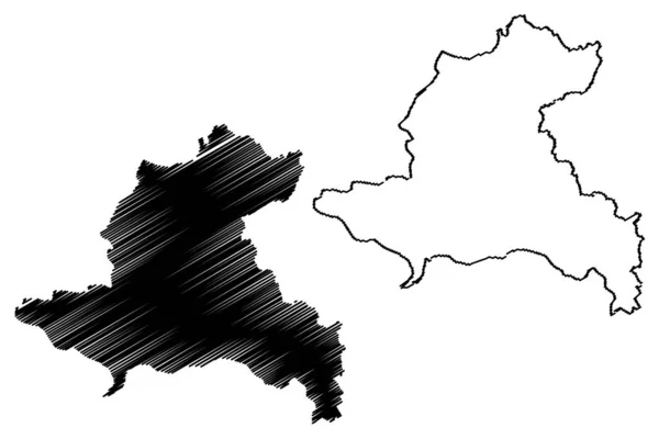 Επαρχία sekong (Λαολαϊκή Δημοκρατία του Λάος, Muang Lao, επαρχίες του Λαίσματος) Χάρτης απεικόνιση διανυσματικού σχεδίου, σκίτσο του σσκριγκ χάρτη — Διανυσματικό Αρχείο