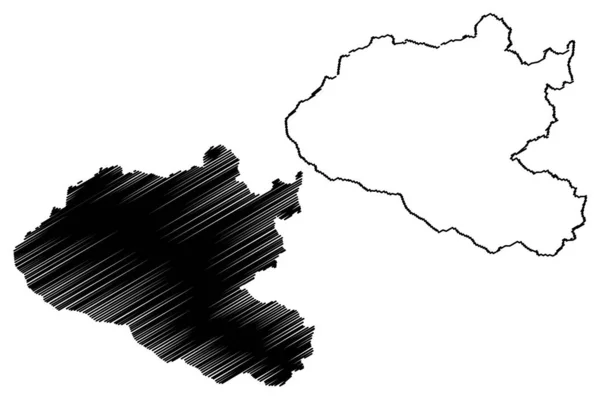 Xiangkhouang (República Democrática Popular do Laos, Muang Lao, Províncias do Laos) mapa ilustração vetorial, esboço de rabiscos Mapa de Xiangkhouang — Vetor de Stock