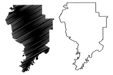 Clarke County, Alabama (Alabama'daki eyaletler, Amerika Birleşik Devletleri, Abd, ABD, Abd) harita vektör illüstrasyonu, karalama krokiClarke haritası