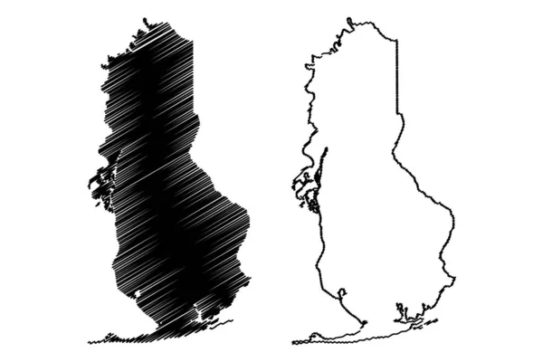 Baldwin County, Alabama (Counties in Alabama, United States of America,USA, U.S., US) map vector illustration, scribble sketch Baldwin map — Stock Vector
