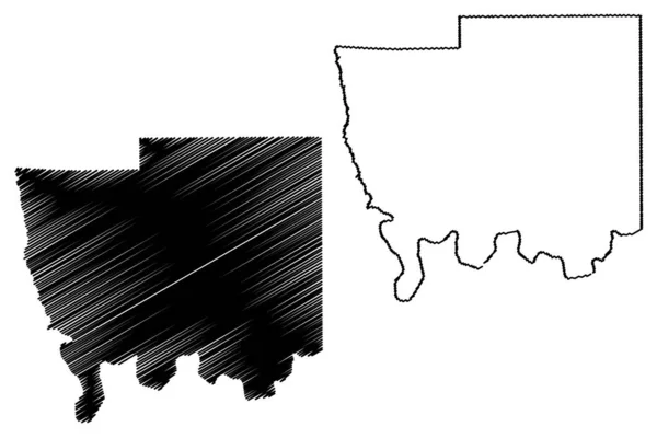 Contea di Autauga o Autauga County, Alabama (contee in Alabama, Stati Uniti d'America, Stati Uniti d'America, Stati Uniti d'America) mappa vettoriale illustrazione, abbozzo scarabocchio Mappa di Autauga — Vettoriale Stock