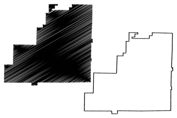 Condado de Clay, Alabama (Condados en Alabama, Estados Unidos de América, EE.UU., EE.UU., EE.UU.) mapa vector ilustración, garabato bosquejo Mapa de arcilla — Vector de stock