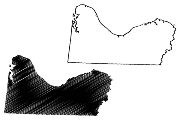 Condado de Colbert, Alabama (condados en Alabama, Estados Unidos de América, EE.UU., EE.UU., EE.UU.) mapa vector ilustración, garabato bosquejo mapa de Colbert — Archivo Imágenes Vectoriales