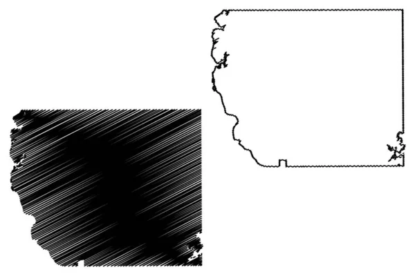 库萨县， 阿拉巴马州 （阿拉巴马州，美国阿拉巴马州， 美国， 美国， 我们） 地图矢量插图， 涂鸦素描库萨地图 — 图库矢量图片