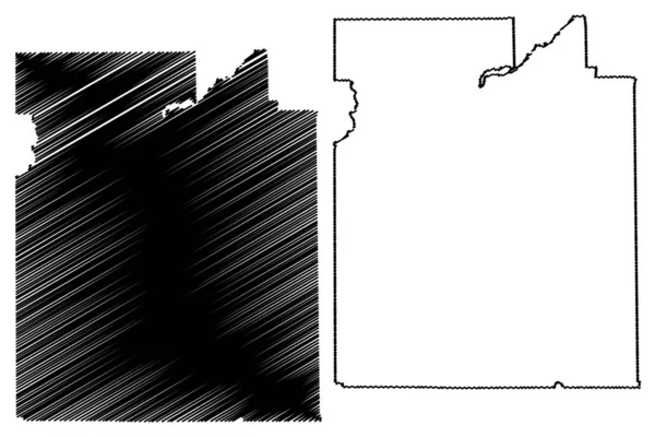 Condado de Covington, Alabama (Condados do Alabama, Estados Unidos da América, EUA, EUA) mapa ilustração vetorial, esboço de rabiscos Mapa do Condado de Jones — Vetor de Stock