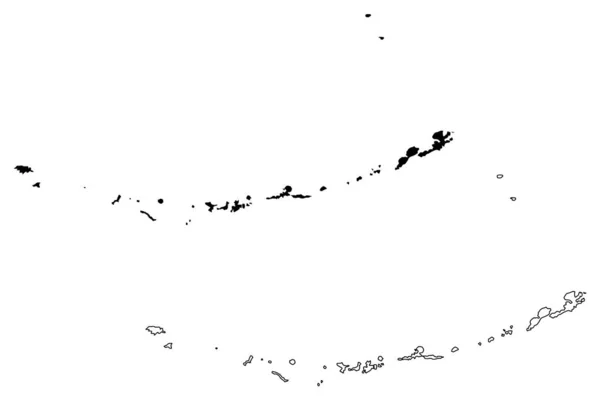 Алеутские острова Западная перепись населения, Аляска (районы Аляски, США, США, США) карта векторной иллюстрации, каракули Алеутский, Атту, Уналаска, Прибиловские острова карта — стоковый вектор
