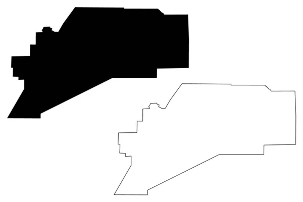 Denali Borough, Alaska (Boroughs e áreas censitárias no Alasca, Estados Unidos da América, EUA, EUA) mapa ilustração vetorial, esboço de rabiscos Denali mapa — Vetor de Stock