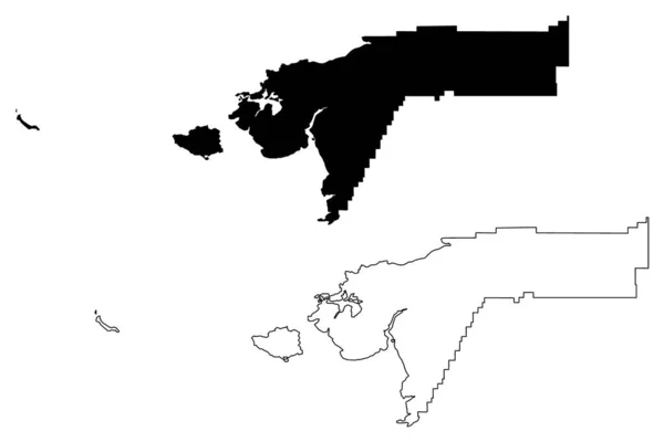 Bethel Census Área, Alaska (Boroughs and census areas in Alaska, United States of America, USA, U.S., US) map vector illustration, scribble sketch Bethel map — Archivo Imágenes Vectoriales