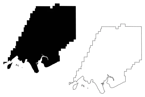 Dillingham Census Area, Alaska (Alaska Boroughs and Nüfus Sayımı alanları, Amerika Birleşik Devletleri, Usa, ABD) harita vektör çizimi, çizim Dillingham haritası — Stok Vektör