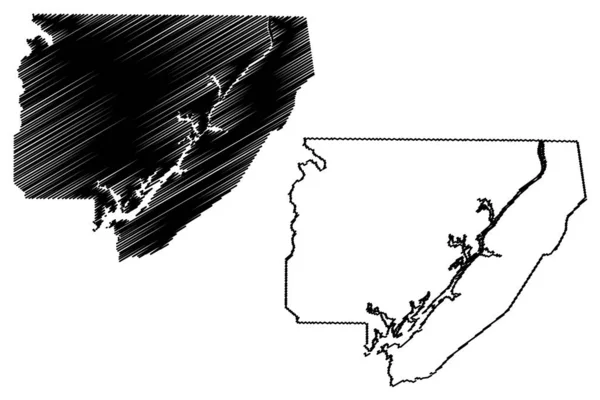 Jackson County, Alabama (County in Alabama, Verenigde Staten van Amerika, VS, VS) kaart vector illustratie, Krabbel sketch Jackson kaart — Stockvector