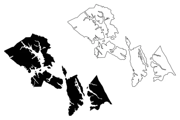 Région de recensement de Hoonah Angoon, Alaska (arrondissements et régions de recensement en Alaska, États-Unis d'Amérique, États-Unis d'Amérique, États-Unis d'Amérique) illustration vectorielle de la carte, croquis à griffes Hoonah Angoon carte — Image vectorielle