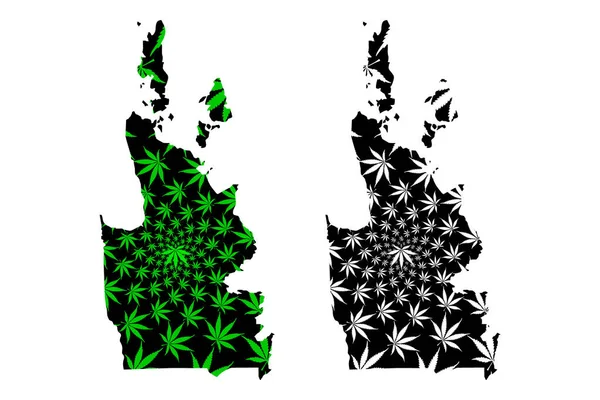 Caraga Region (Regions and provinces of the Philippines, Republic of the Philippines) map is designed cannabis leaf green and black, Region XIII map made of marijuana (marihuana,THC) foliag Royalty Free Stock Vectors