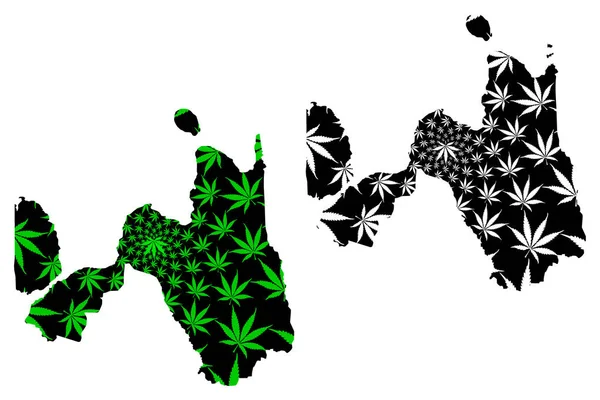 Northern Mindanao Region (Regions and provinces of the Philippines, Republic of the Philippines) map is designed cannabis leaf green and black, Region X map made of marijuana (marihuana,THC) foliag Stock Vector