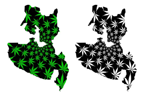 Soccsksargen Region (Regions and provinces of the Philippines) map is designed cannabis leaf green and black, Central Mindanao (Region XII) map made of marijuana (marihuana,THC) foliage Stock Illustration