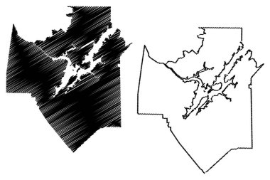 Marshall County, Alabama (Alabama'daki eyaletler, Amerika Birleşik Devletleri, Abd, ABD, Abd) harita vektör illüstrasyonu, karalama krokimarshall haritası