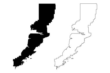 Lake and Peninsula Borough, Alaska (Alaska 'daki Boroughs and Nüfus Sayımı alanları, Amerika Birleşik Devletleri, Usa, ABD) harita vektör çizimi, çizim gölü ve yarımada haritası