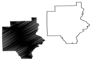Russell County, Alabama (Alabama'daki eyaletler, Amerika Birleşik Devletleri, Abd, ABD, Abd) harita vektör illüstrasyonu, karalama krokiRussell haritası