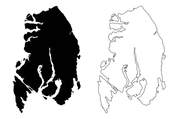 Ketchikan Gateway Borough, Alaska (Boroughs e áreas censitárias no Alasca, Estados Unidos da América, EUA, EUA) mapa ilustração vetorial, esboço de rabiscos Ketchikan Gateway mapa —  Vetores de Stock