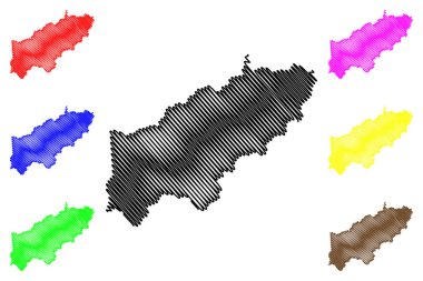 Itapua Bölümü (Paraguay Bölümleri, Paraguay Cumhuriyeti) harita vektör illüstrasyon, karalama kroki Itapua ma