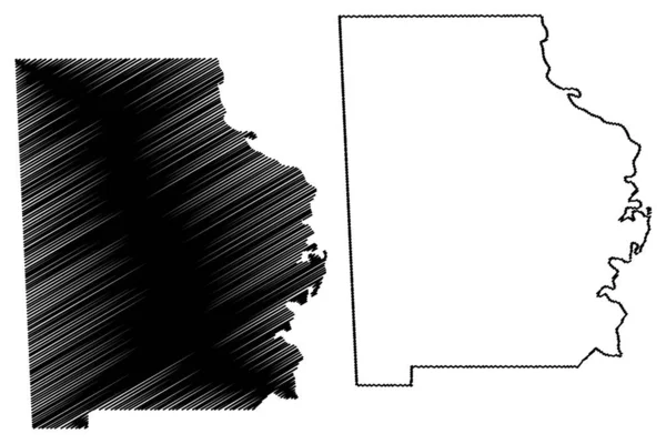 Contea di Washington o Washington County, Alabama (contee in Alabama, Stati Uniti d'America, Stati Uniti d'America, Stati Uniti d'America) mappa vettoriale illustrazione, abbozzo scarabocchio Washington mappa — Vettoriale Stock