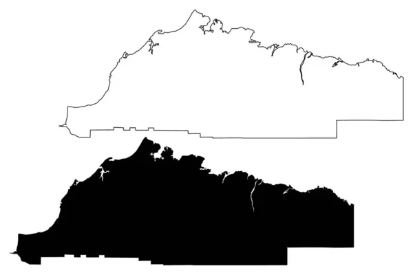 North Slope Borough, Alaska (Boroughs e áreas censitárias no Alasca, Estados Unidos da América, EUA, EUA, EUA) mapa ilustração vetorial, esboço de rabiscos mapa de North Slope — Vetor de Stock