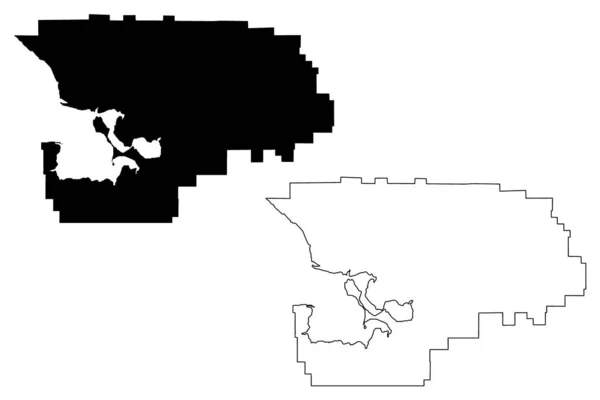 Northwest Arctic Borough, Alaska (Boroughs and spsus areas in Alaska, United States of America, Usa, U.S., Us) ilustracja wektora mapy, szkic bazgrołów Northwest Arctic map — Wektor stockowy