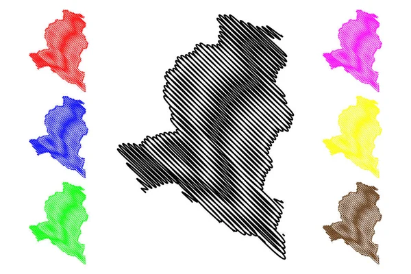 Prowincja Zachodnia Highlands (niezależne Państwo Papui-Nowej Gwinei, PNG, prowincje Papui-Nowej Gwinei) mapa wektorowa, szkic Bazgroły zachodnie Highlands ma — Wektor stockowy