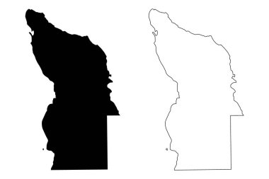 Wrangell, Alaska şehir ve ilçesi (Alaska 'daki ilçeler ve nüfus sayımı alanları, Amerika Birleşik Devletleri, Usa, ABD) harita vektör çizimi, çizim Wrangell haritası