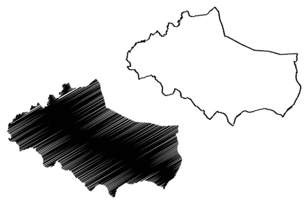 Dobrich tartomány (Bolgár Köztársaság, Bulgária tartományai) Térkép vektor illusztráció, irkál vázlat Dobrich Térkép — Stock Vector