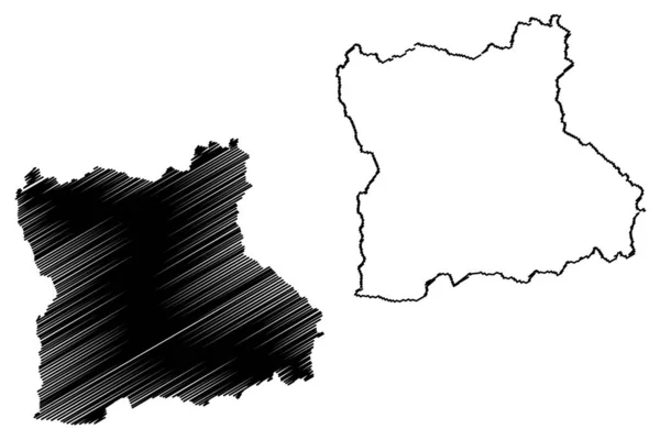Província de Blagoevgrad (República da Bulgária, Províncias da Bulgária) mapa ilustração vetorial, esboço de rabiscos Pirin Macedônia mapa — Vetor de Stock