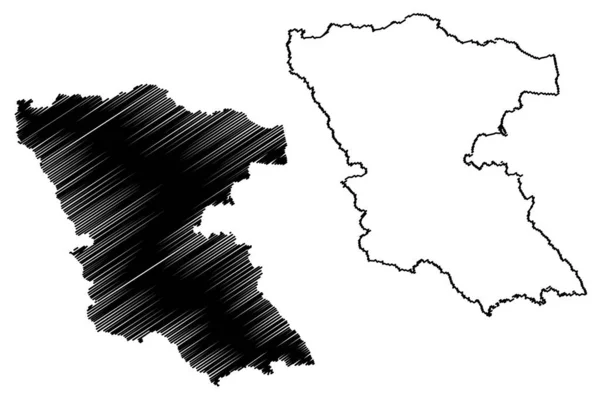 Burgas Province (Republic of Bulgaria, Provinces of Bulgaria) map vector illustration, scribble sketch Burgas map — Stock Vector