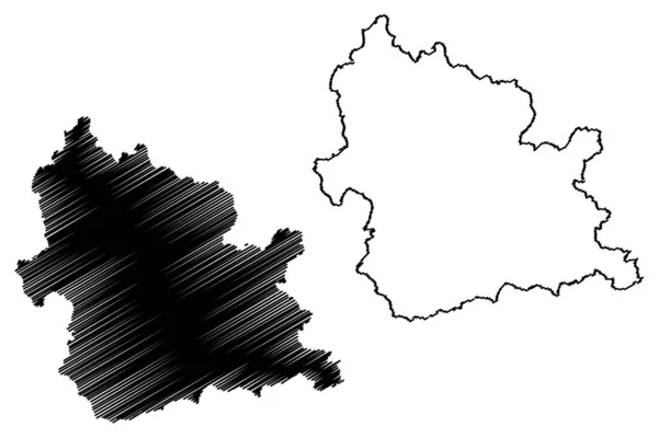 Província de Kardzhali (República da Bulgária, Províncias da Bulgária) mapa ilustração vetorial, esboço de rabiscos Kardzhali mapa —  Vetores de Stock