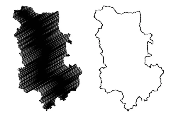 Plovdiv Province (Bulgarije, provincies van Bulgarije) kaart vector illustratie, Krabbel sketch Plovdiv kaart — Stockvector