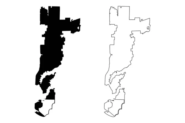Grand Prairie City (Verenigde Staten steden, Verenigde Staten van Amerika, USA stad) kaart vector illustratie, krabbel schets Stad Grand Prairie kaart — Stockvector