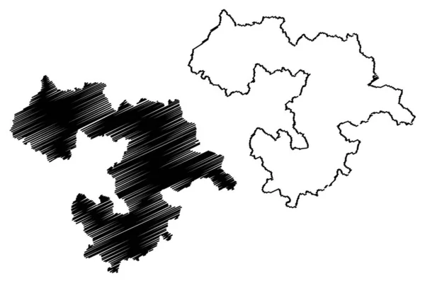 Província de Sófia (República da Bulgária, Províncias da Bulgária) mapa ilustração vetorial, esboço de rabiscos Sofia mapa oblast — Vetor de Stock