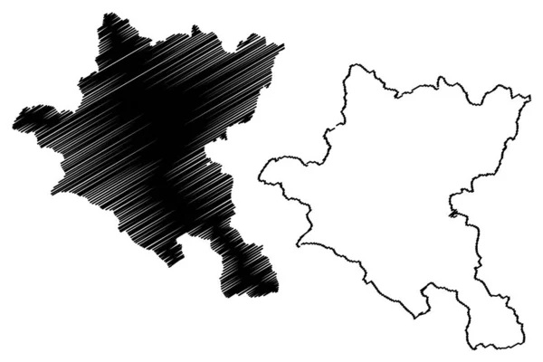 Província de Sófia (República da Bulgária, Províncias da Bulgária) mapa ilustração vetorial, esboço de rabiscos Sofia Capital Município mapa — Vetor de Stock